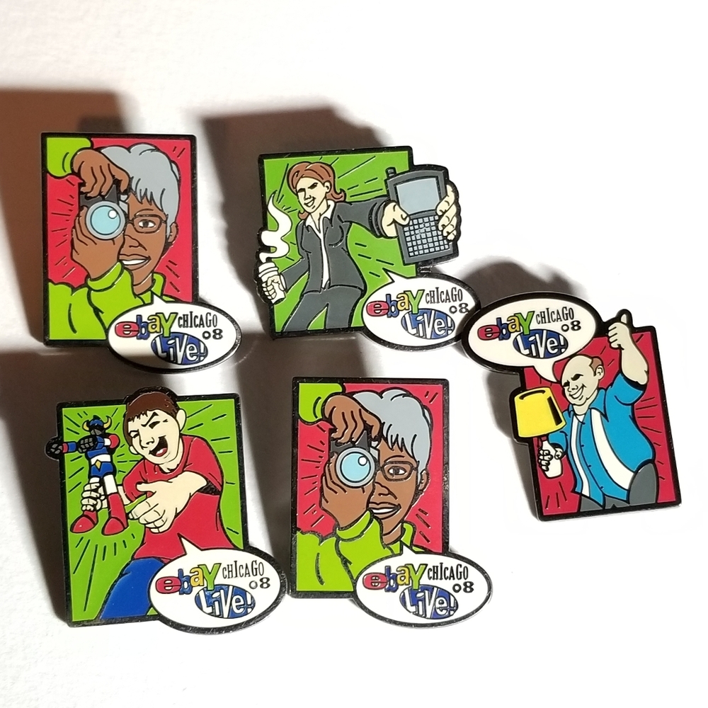 Enamel pin lot of 5 convention Chicago 2008 Ebay Live